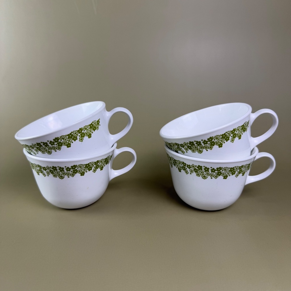 Corelle Spring Blossom Green Coffee Cups | Set of 4 | Made in USA - Picture 5 of 9
